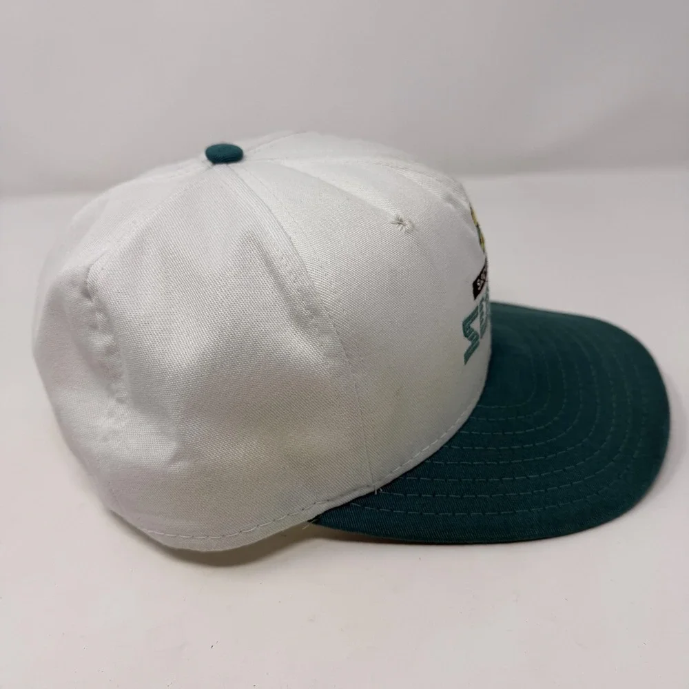 Vintage Sacramento Surge Hat Cap Snap Back One Size White Teal WLAF Football 90s